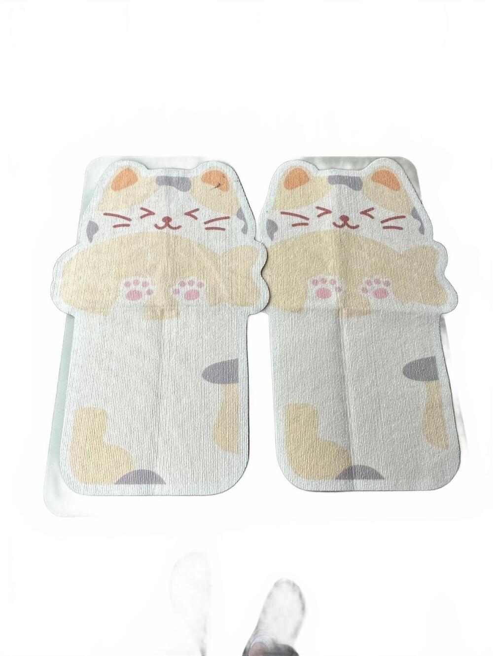 Pair of Cute Cat-Shaped Floor Mats